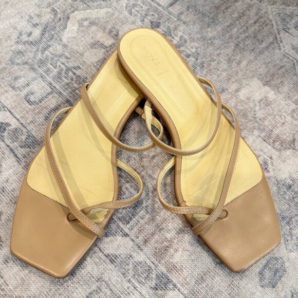 Aeyde Marina Leather Strappy Square Toe Flat Sandals Summer Hazelnut Tan Size 8 - Picture 8 of 10